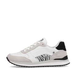 Rieker Sneakers-Women'S Sneaker Low Swan-White Arctic-Grey Zebra