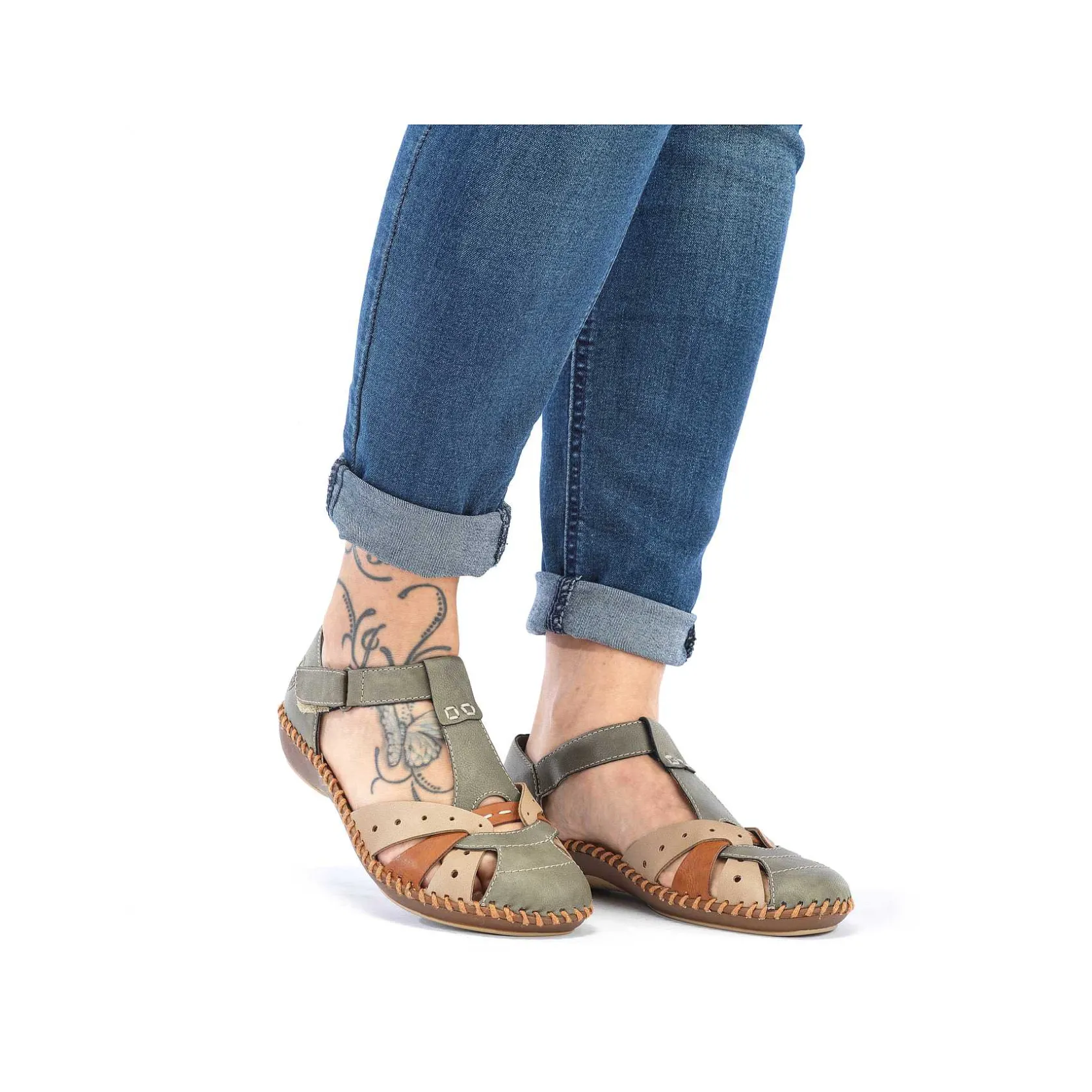 Rieker Sandals & Sandals-Women'S Strappy Sandals Mint Green-Beige