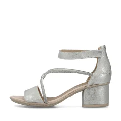Rieker Heeled Shoes-Women'S Strappy Sandals Silver Metallic