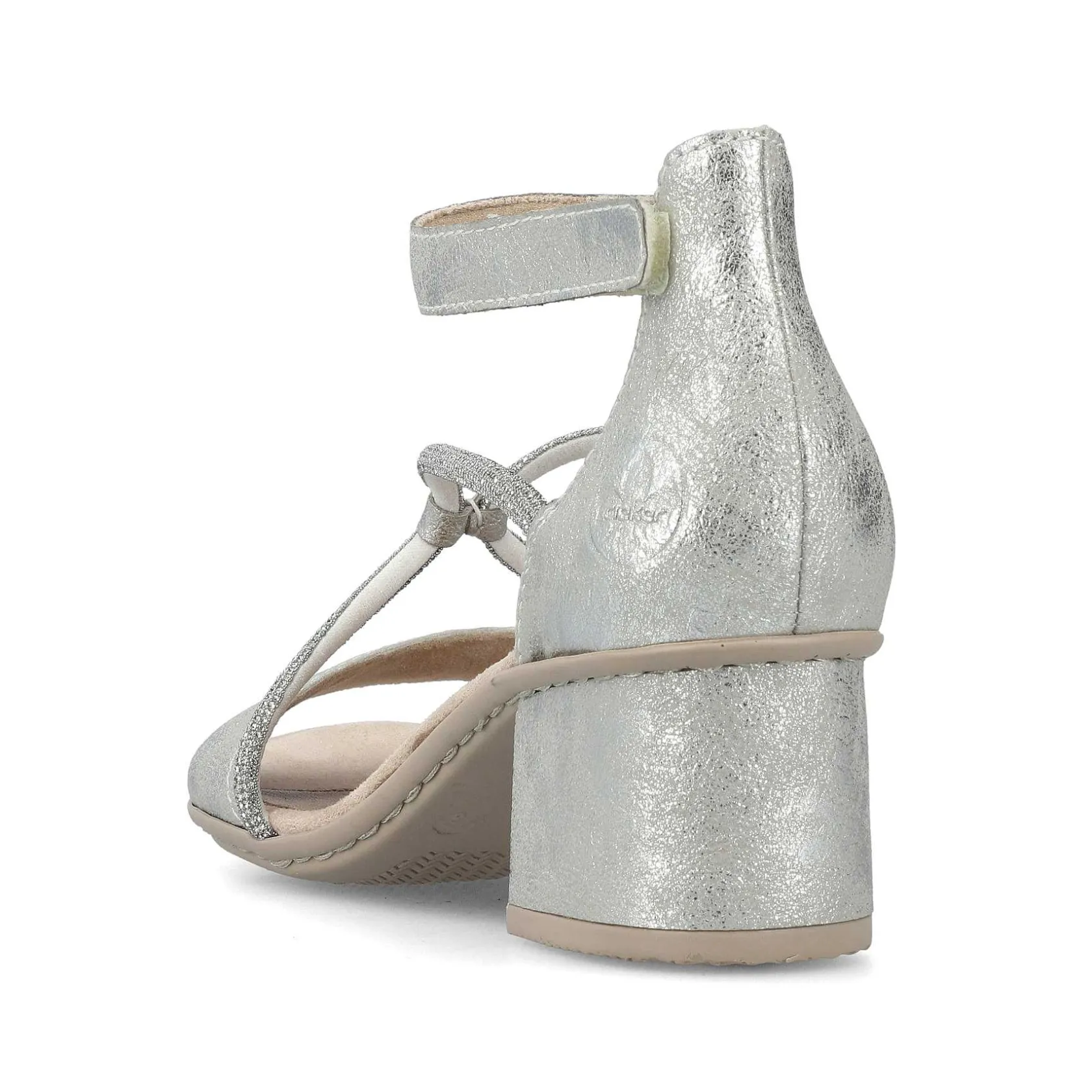 Rieker Heeled Shoes-Women'S Strappy Sandals Silver Metallic