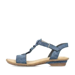 Rieker Heeled Shoes-Women'S Strappy Sandals Pacific Blue