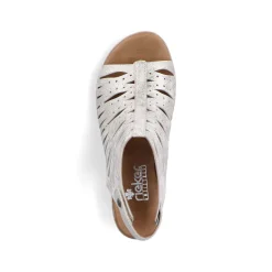 Rieker Heeled Shoes-Women'S Strappy Sandals Silver Metallic