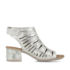 Rieker Heeled Shoes-Women'S Strappy Sandals Silver Metallic