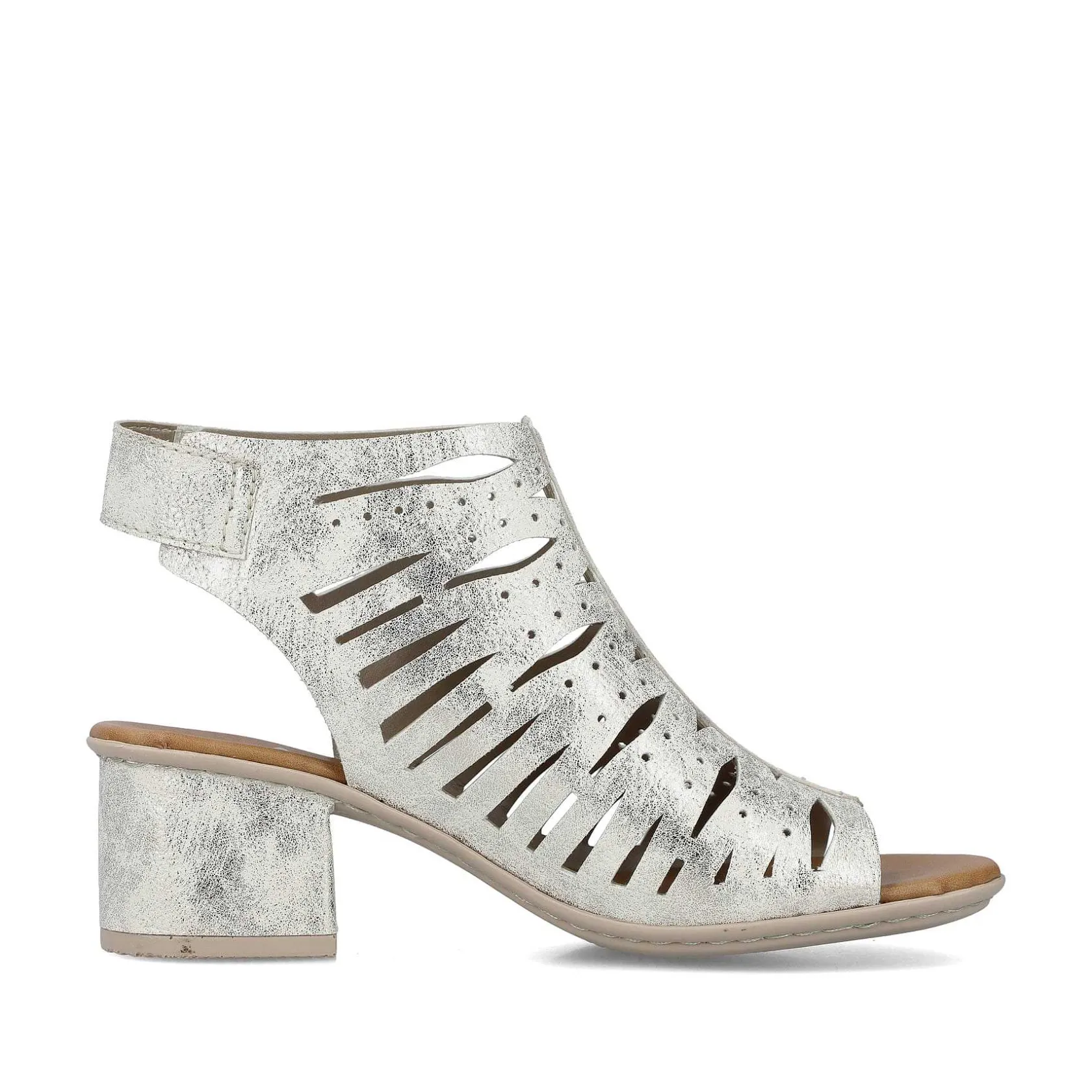 Rieker Heeled Shoes-Women'S Strappy Sandals Silver Metallic