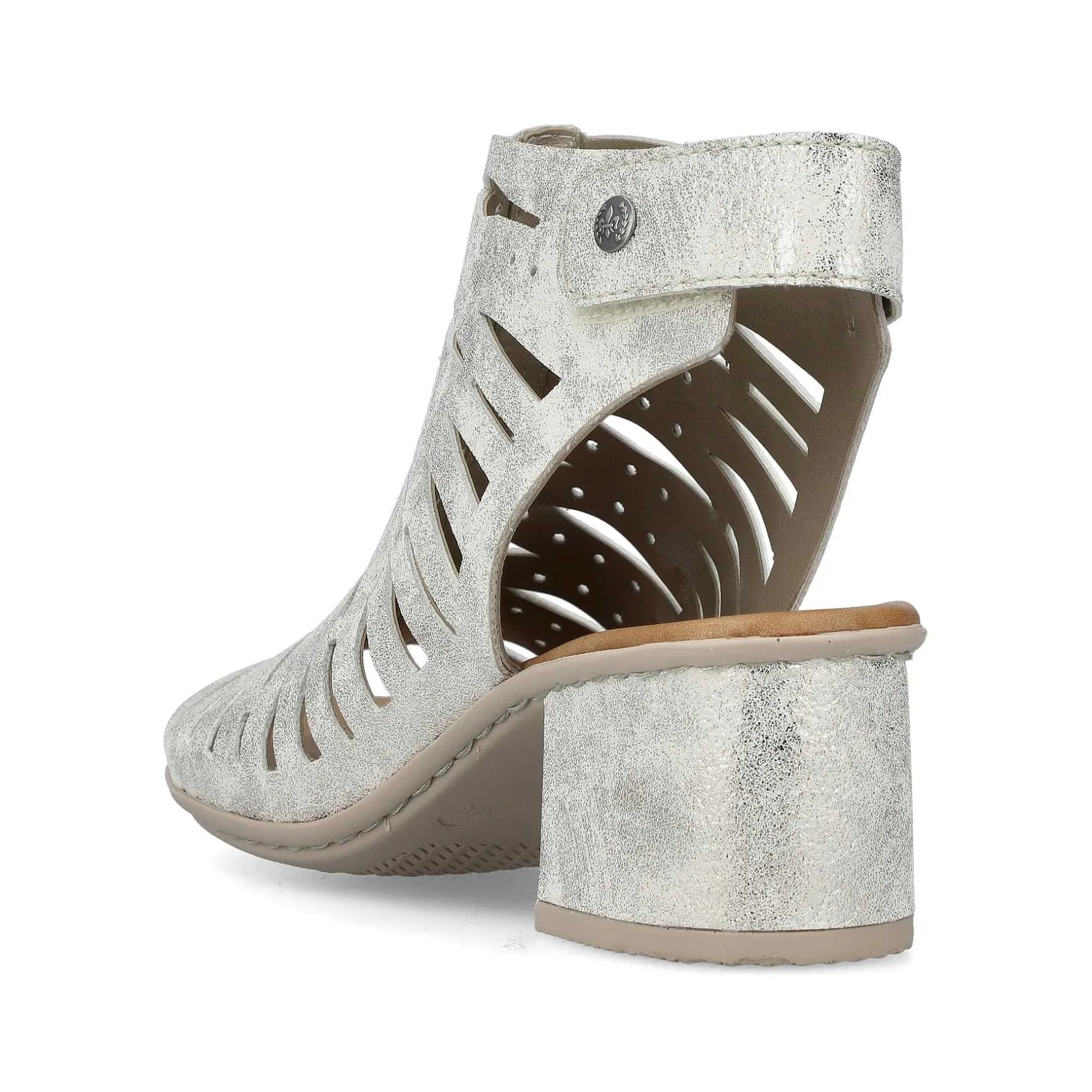 Rieker Heeled Shoes-Women'S Strappy Sandals Silver Metallic