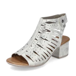 Rieker Heeled Shoes-Women'S Strappy Sandals Silver Metallic