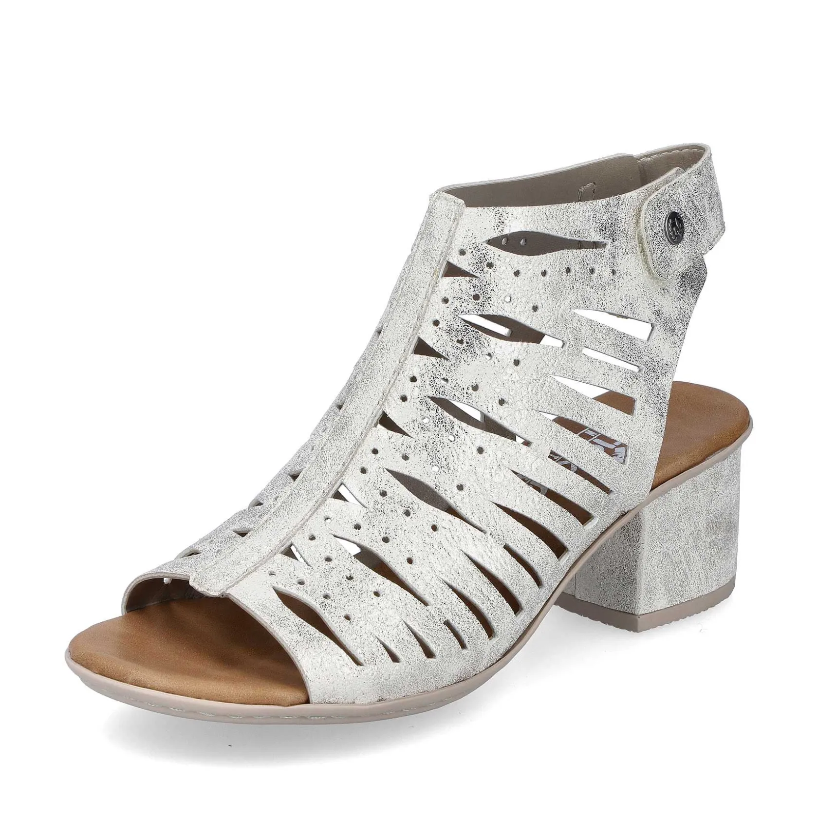 Rieker Heeled Shoes-Women'S Strappy Sandals Silver Metallic