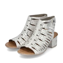 Rieker Heeled Shoes-Women'S Strappy Sandals Silver Metallic