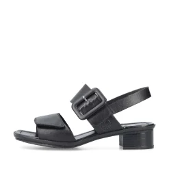 Rieker Summer Shoes-Women'S Strappy Sandals Glossy Black