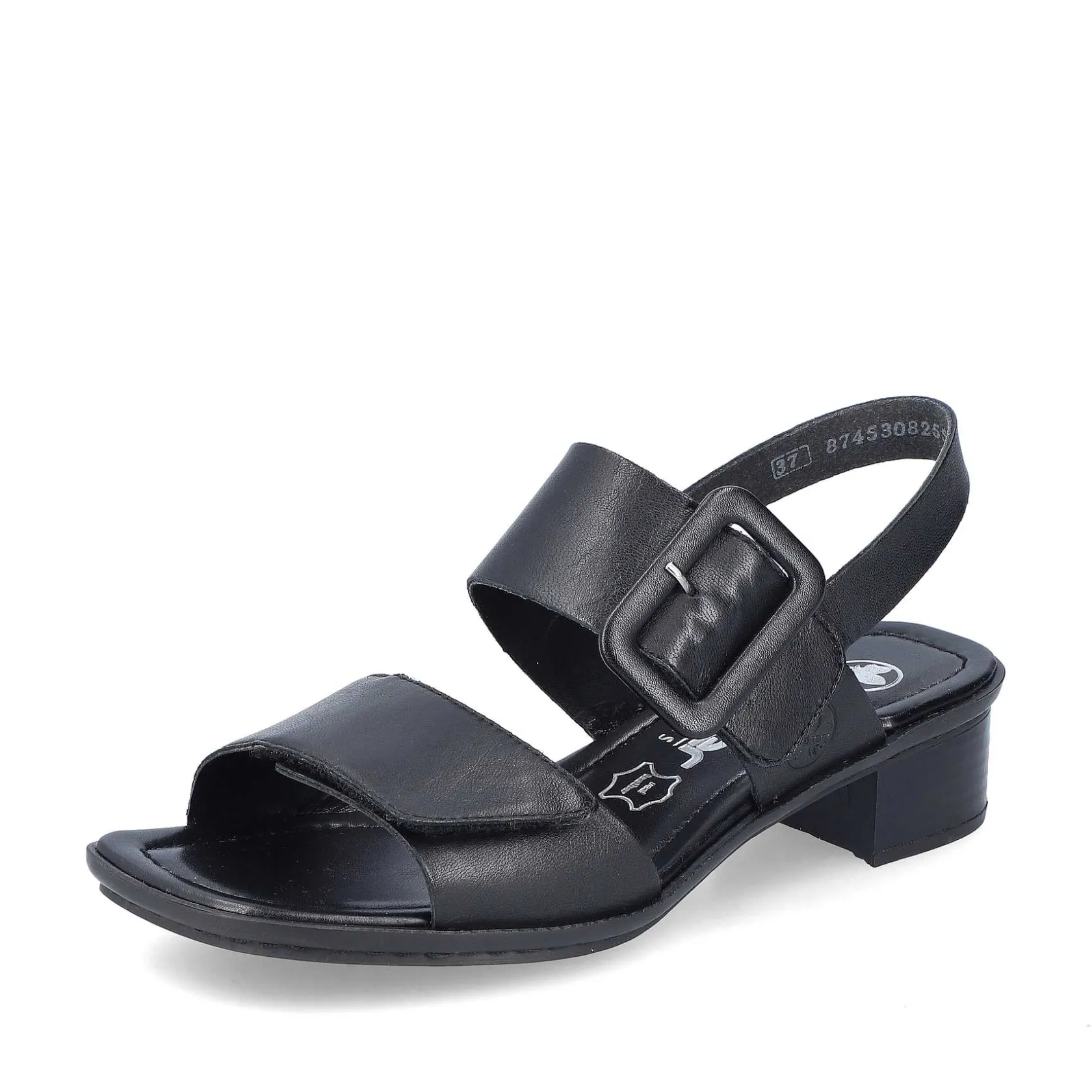 Rieker Summer Shoes-Women'S Strappy Sandals Glossy Black