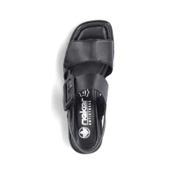 Rieker Summer Shoes-Women'S Strappy Sandals Glossy Black