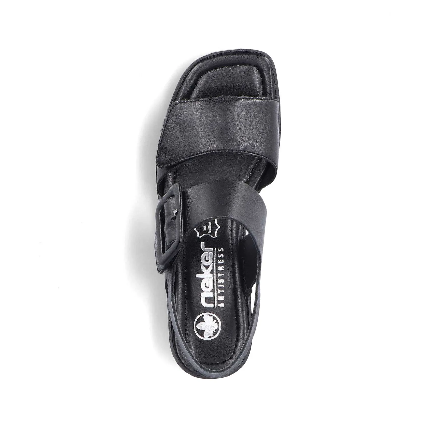 Rieker Summer Shoes-Women'S Strappy Sandals Glossy Black