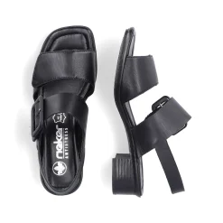 Rieker Summer Shoes-Women'S Strappy Sandals Glossy Black