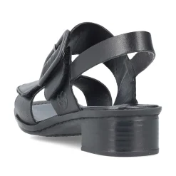Rieker Summer Shoes-Women'S Strappy Sandals Glossy Black