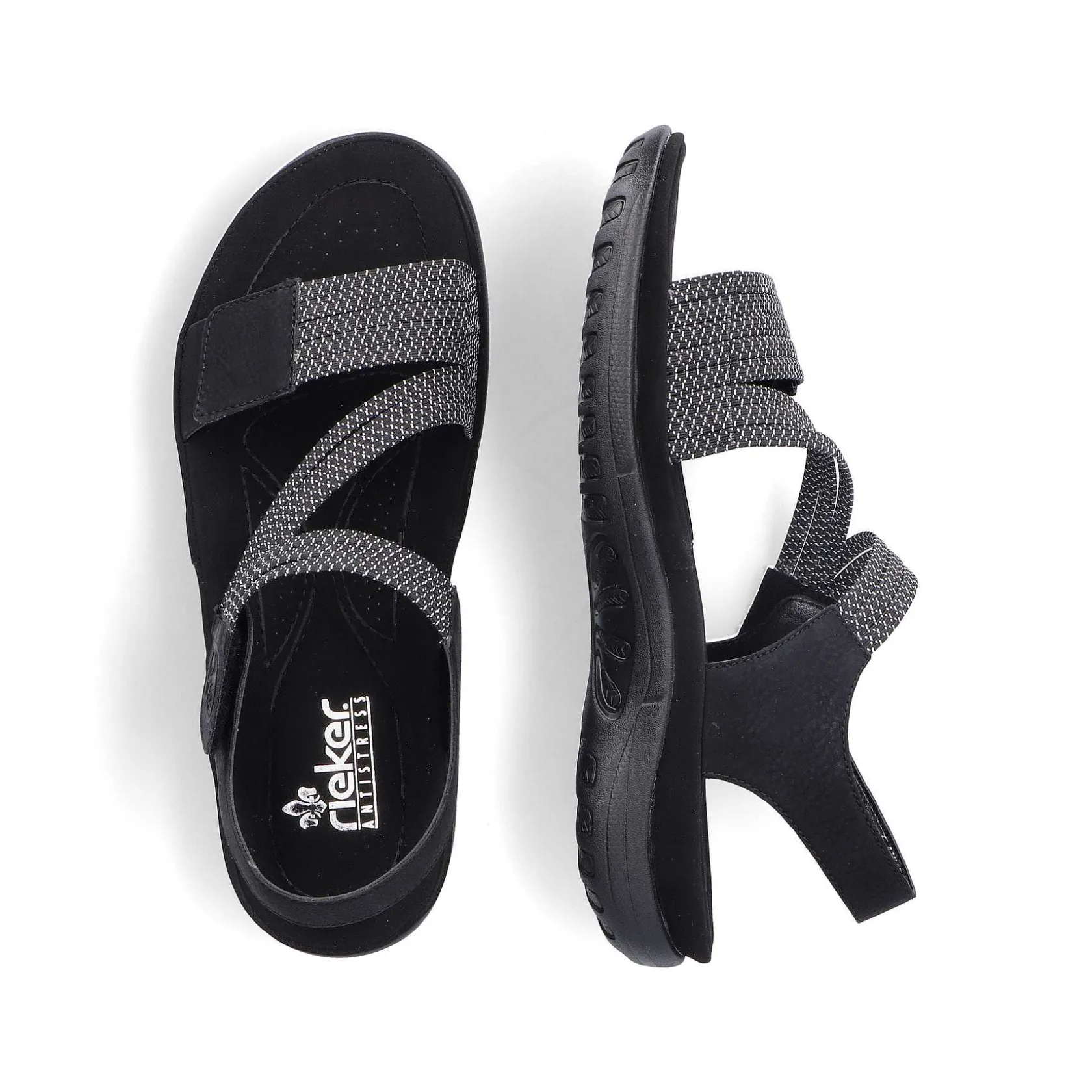 Rieker Vegan-Women'S Strappy Sandals Asphalt Black