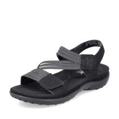 Rieker Vegan-Women'S Strappy Sandals Asphalt Black