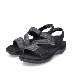 Rieker Vegan-Women'S Strappy Sandals Asphalt Black