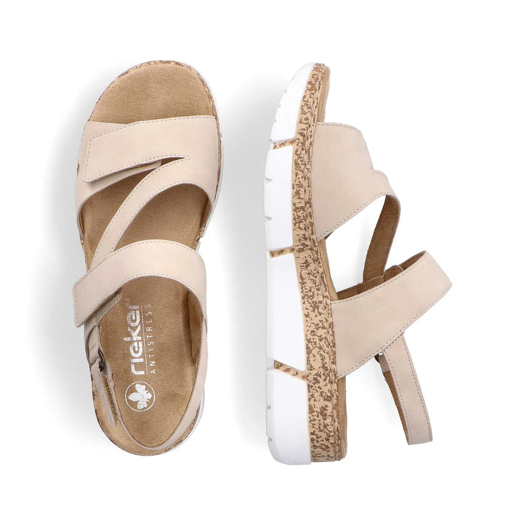 Rieker Summer Shoes-Women'S Strappy Sandals Light Beige