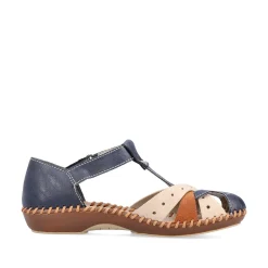 Rieker Sandals & Sandals-Women'S Strappy Sandals Navy Blue-Beige