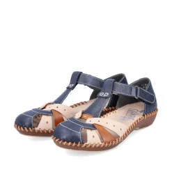 Rieker Sandals & Sandals-Women'S Strappy Sandals Navy Blue-Beige