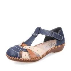 Rieker Sandals & Sandals-Women'S Strappy Sandals Navy Blue-Beige