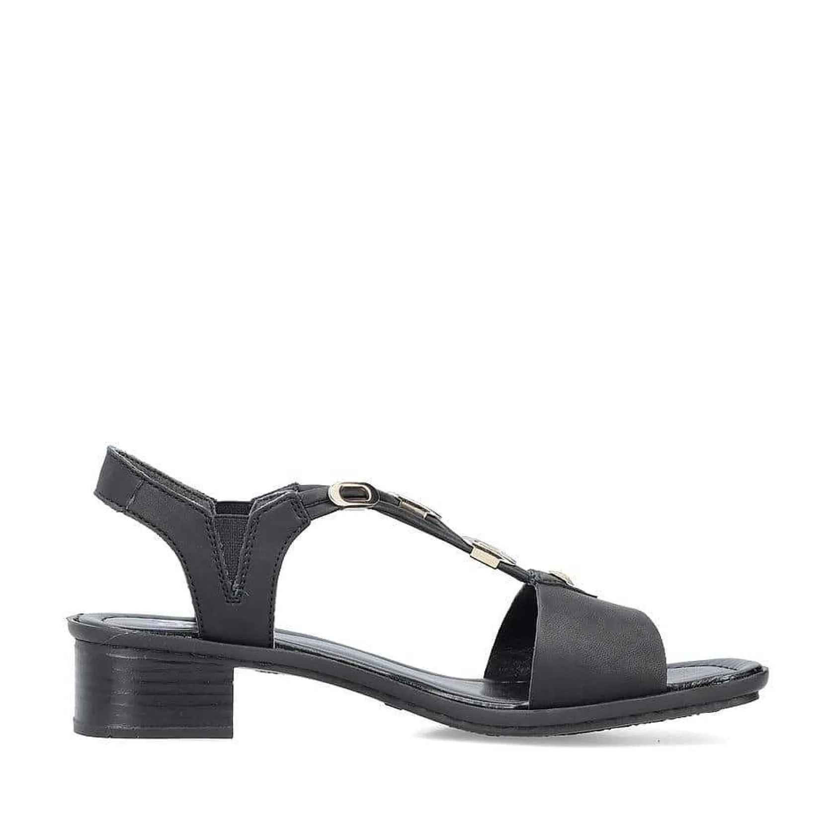 Rieker Heeled Shoes-Women'S Strappy Sandals Asphalt Black