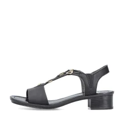Rieker Heeled Shoes-Women'S Strappy Sandals Asphalt Black