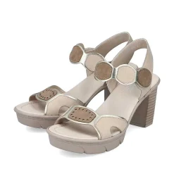 Rieker Heeled Shoes-Women'S Strappy Sandals Light Beige