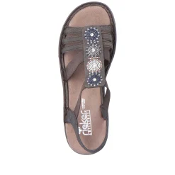 Rieker Sandals & Sandals-Women'S Strappy Sandals Black Gray