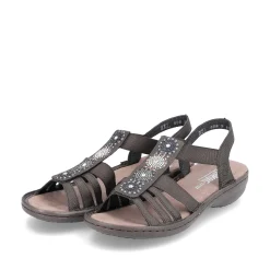 Rieker Sandals & Sandals-Women'S Strappy Sandals Black Gray
