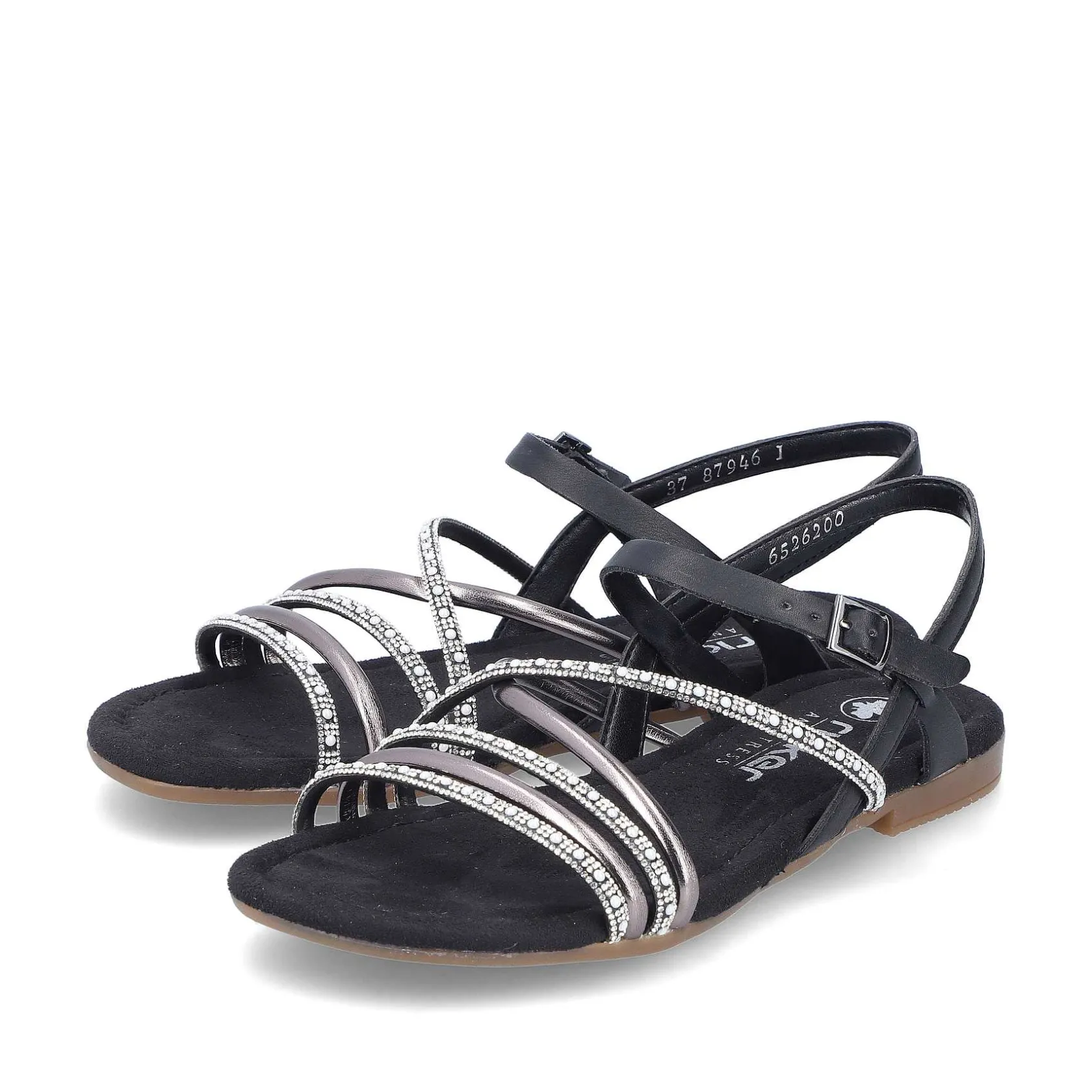 Rieker Summer Shoes-Women'S Strappy Sandals Jet Black