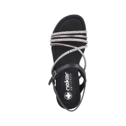 Rieker Summer Shoes-Women'S Strappy Sandals Jet Black