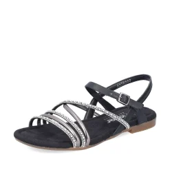 Rieker Summer Shoes-Women'S Strappy Sandals Jet Black