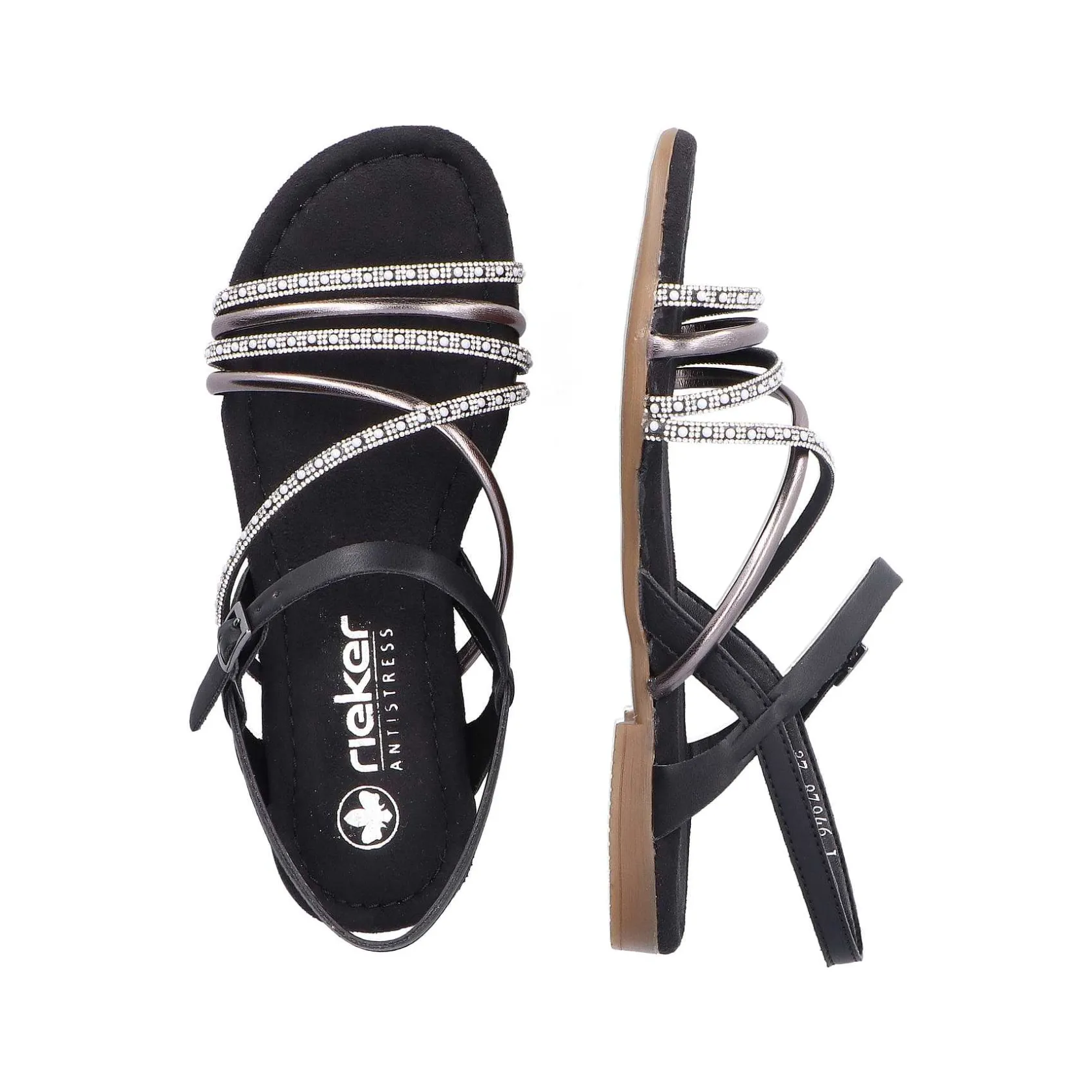 Rieker Summer Shoes-Women'S Strappy Sandals Jet Black
