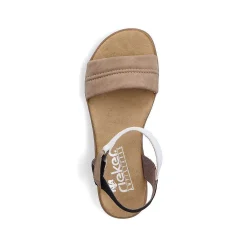 Rieker Heeled Shoes-Women'S Strappy Sandals Sand Beige-Black