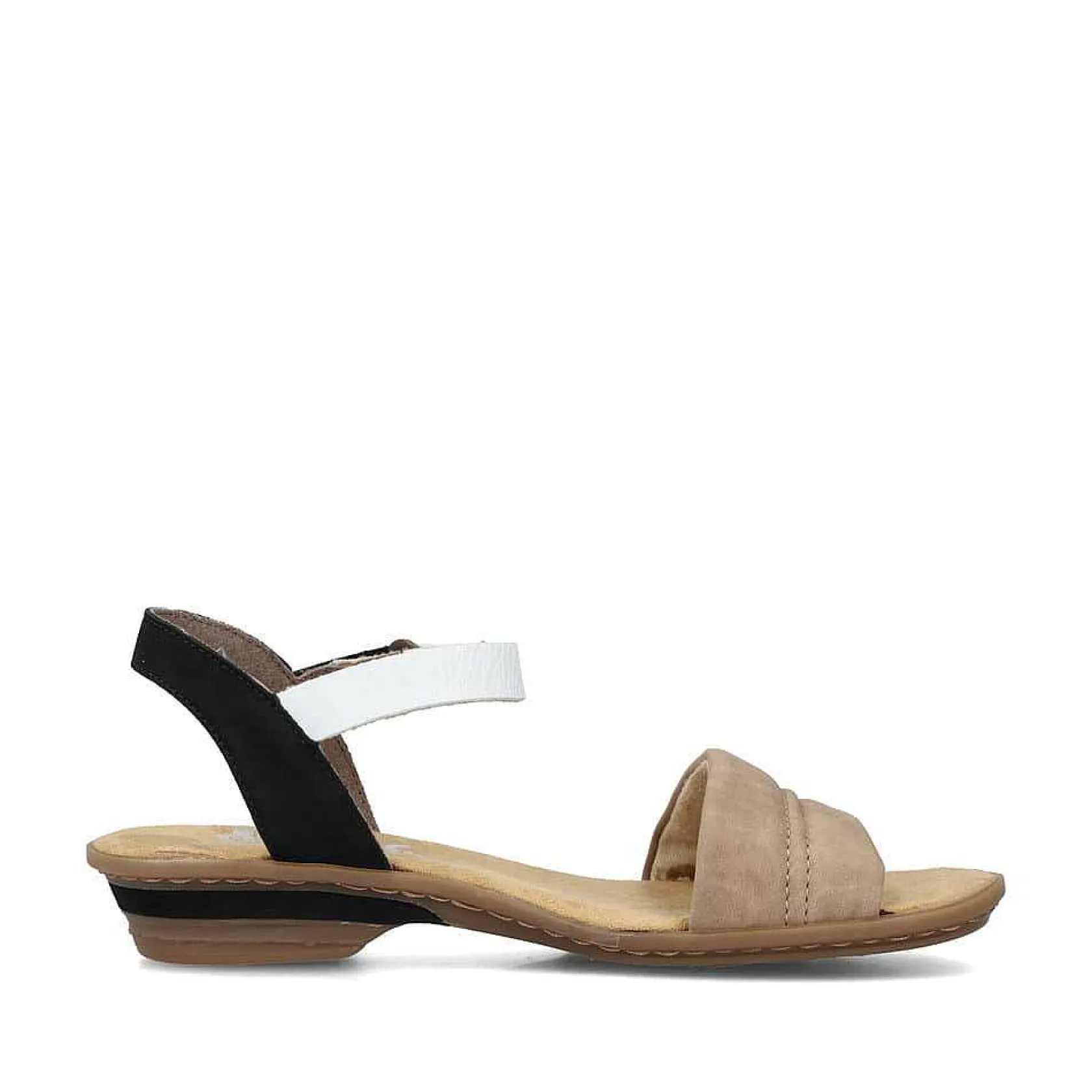 Rieker Heeled Shoes-Women'S Strappy Sandals Sand Beige-Black