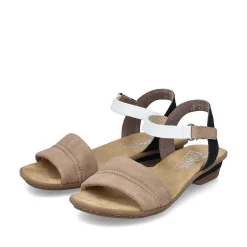 Rieker Heeled Shoes-Women'S Strappy Sandals Sand Beige-Black