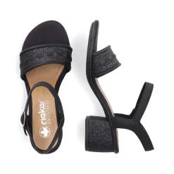 Rieker Heeled Shoes-Women'S Strappy Sandals Asphalt Black