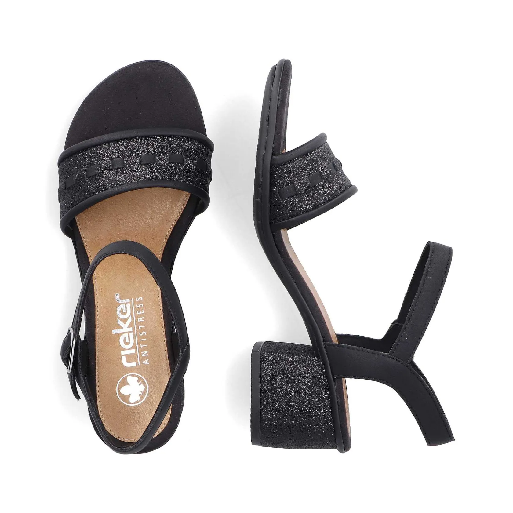 Rieker Heeled Shoes-Women'S Strappy Sandals Asphalt Black