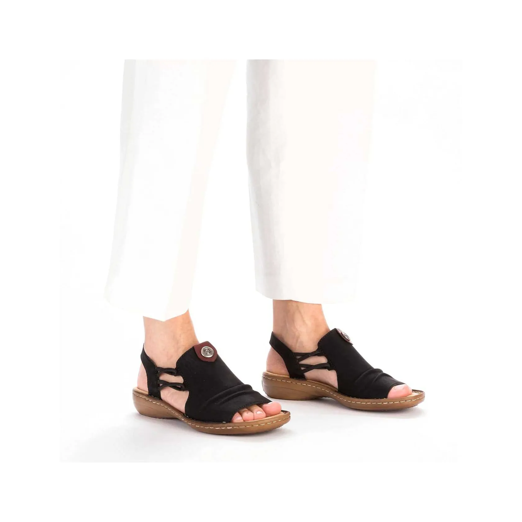 Rieker Sandals & Sandals-Women'S Strappy Sandals Asphalt Black