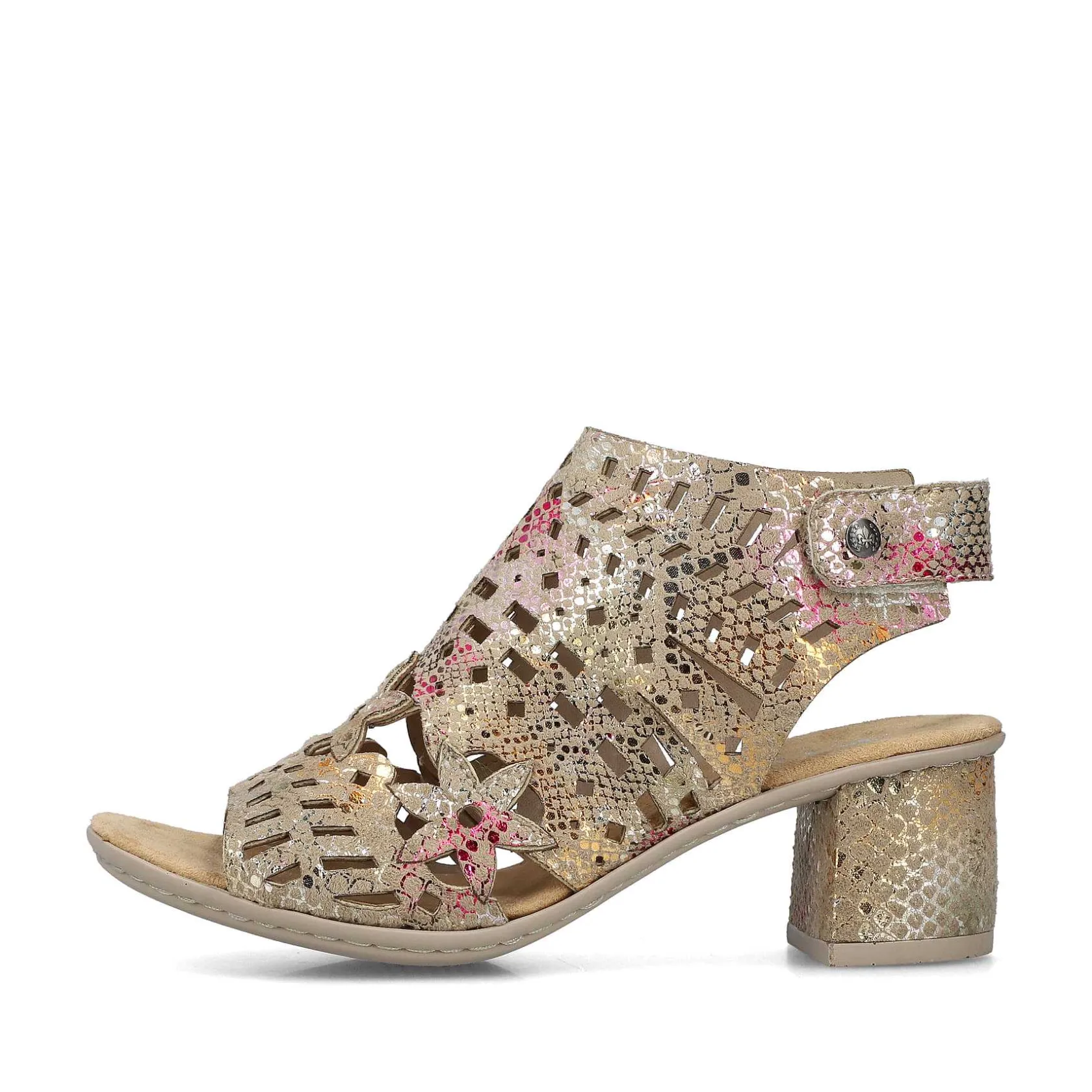 Rieker Heeled Shoes-Women'S Strappy Sandals Bronze Metallic