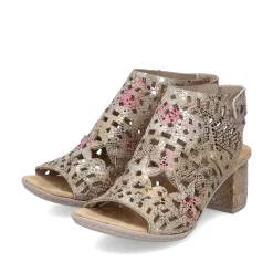 Rieker Heeled Shoes-Women'S Strappy Sandals Bronze Metallic