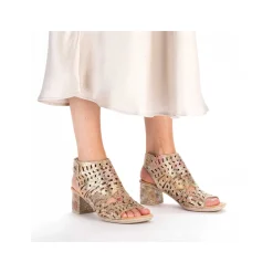 Rieker Heeled Shoes-Women'S Strappy Sandals Bronze Metallic