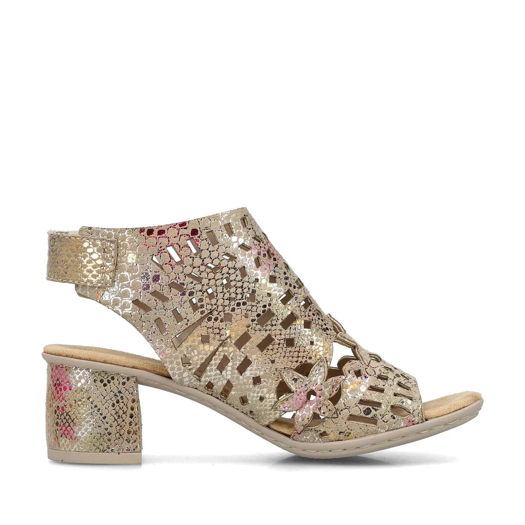 Rieker Heeled Shoes-Women'S Strappy Sandals Bronze Metallic