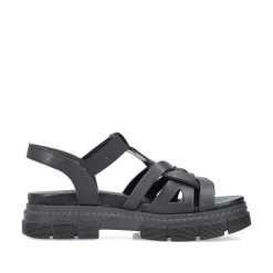 Rieker Vegan-Women'S Strappy Sandals Asphalt Black