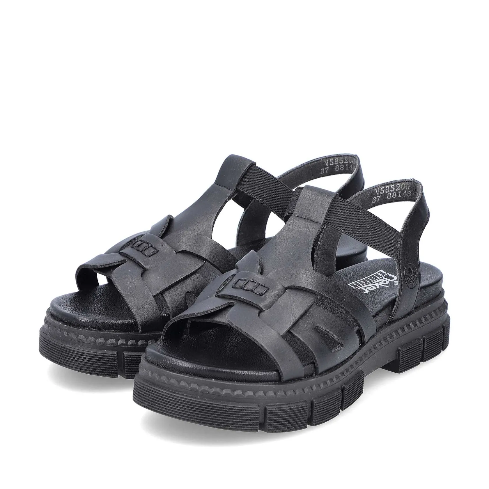 Rieker Vegan-Women'S Strappy Sandals Asphalt Black