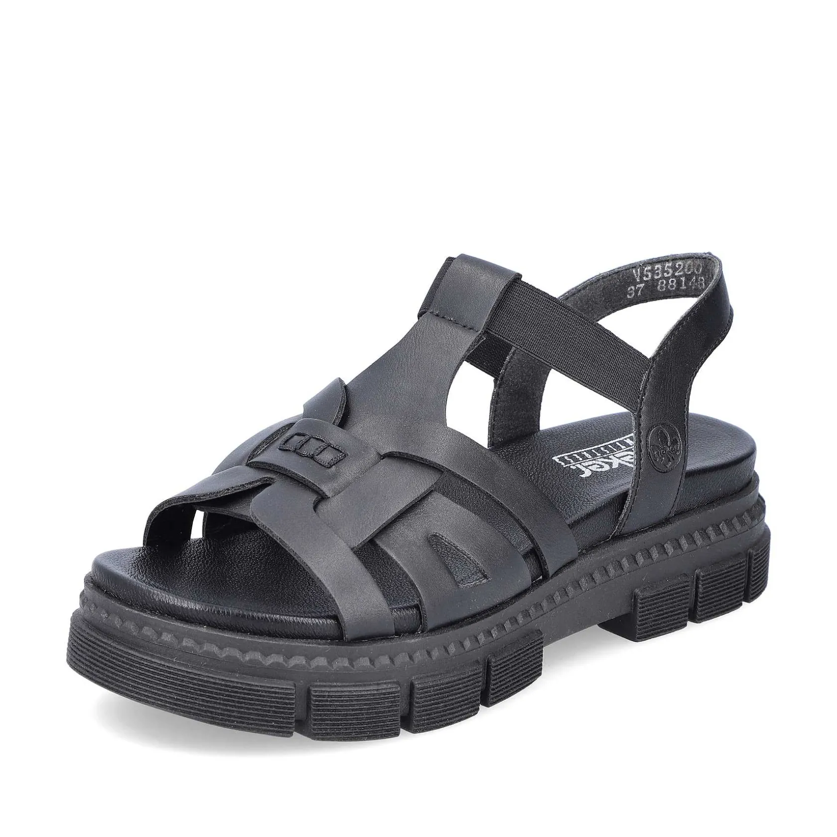 Rieker Vegan-Women'S Strappy Sandals Asphalt Black