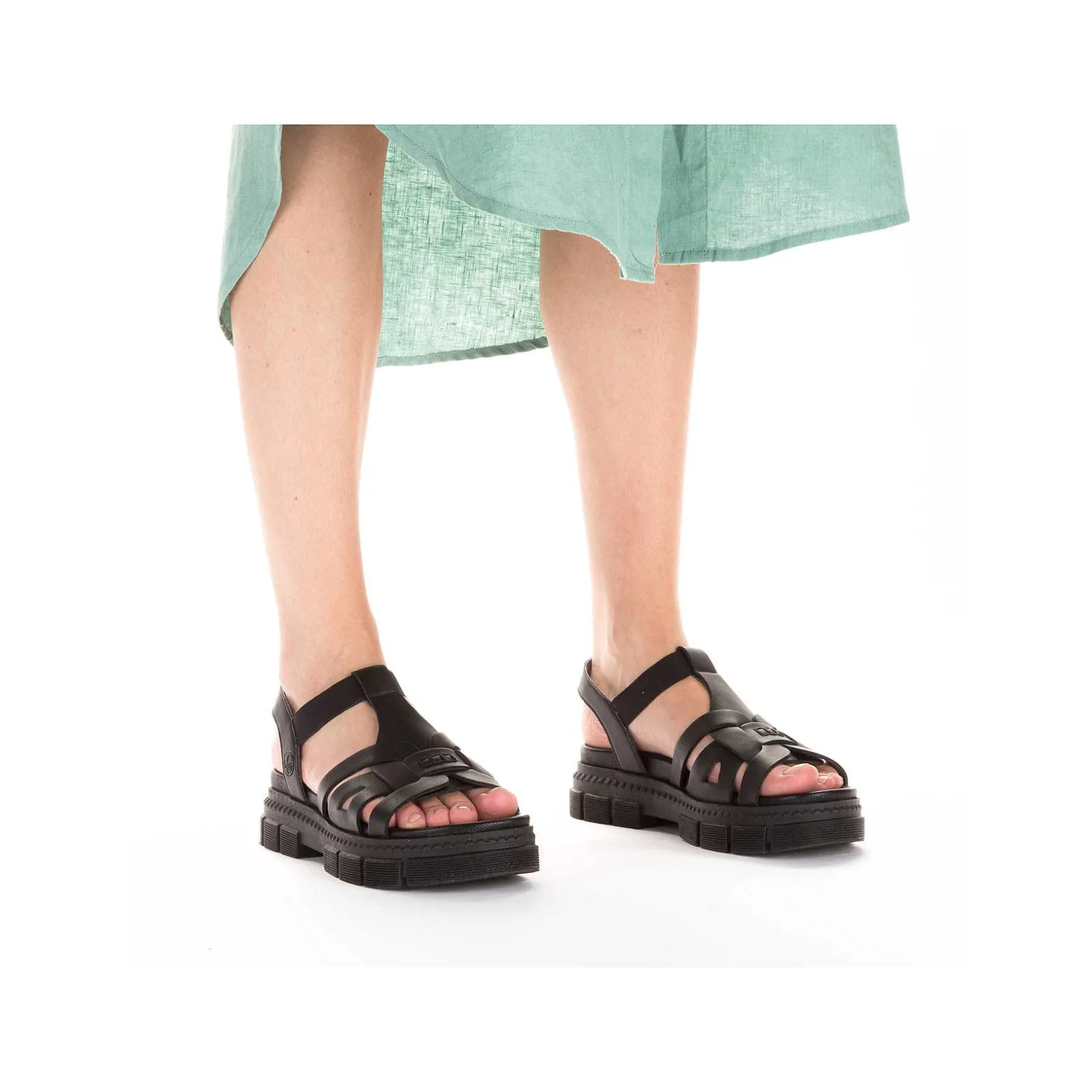 Rieker Vegan-Women'S Strappy Sandals Asphalt Black