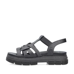 Rieker Vegan-Women'S Strappy Sandals Asphalt Black