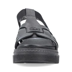 Rieker Vegan-Women'S Strappy Sandals Asphalt Black
